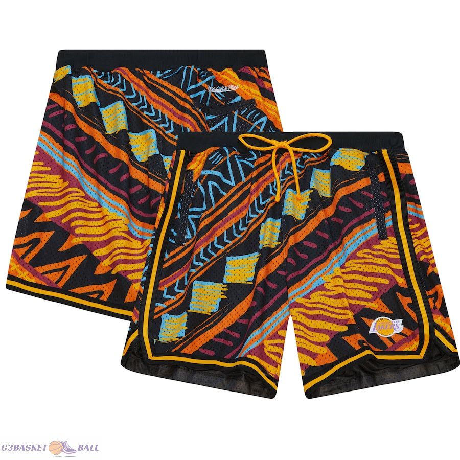 Men's Los Angeles Lakers Mitchell & Ness Black Game Day Pattern Shorts