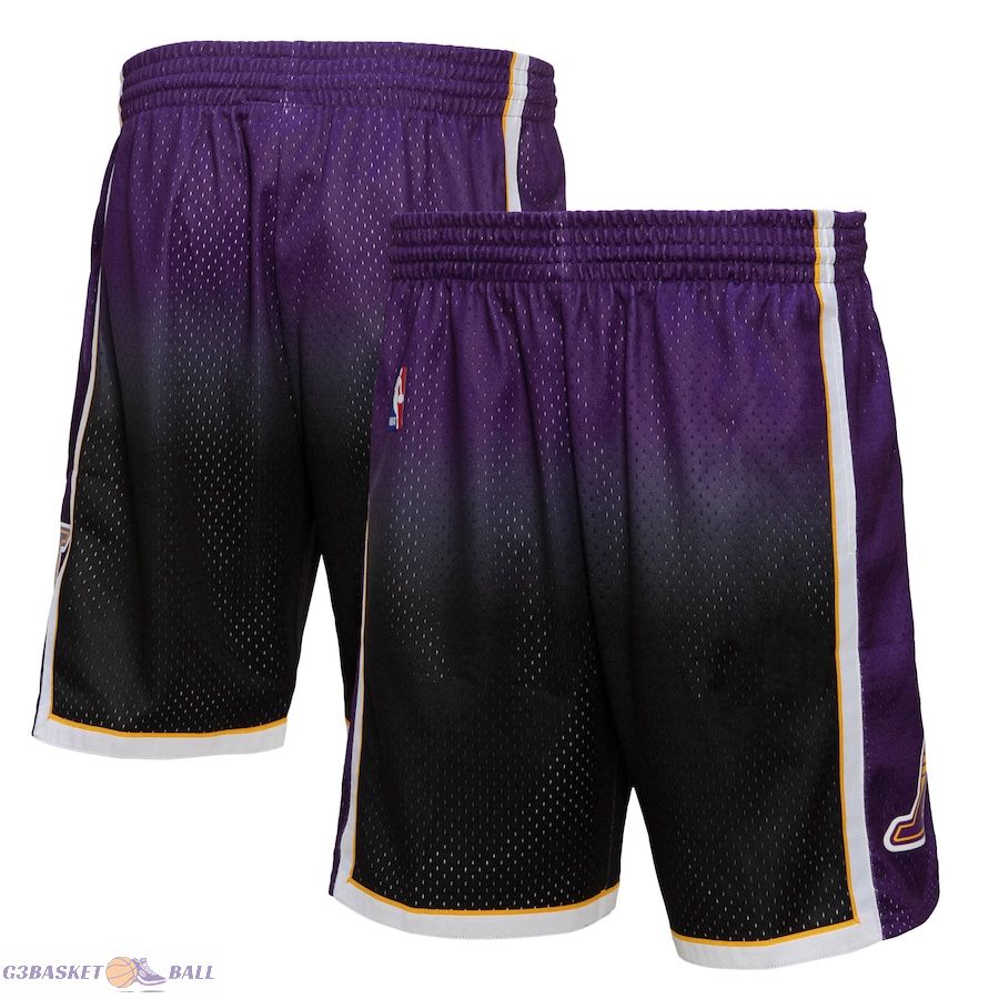 Men's Los Angeles Lakers Mitchell & Ness Purple/Black 2009/10 Hardwood Classics Fadeaway Reload 3.0 Swingman Shorts