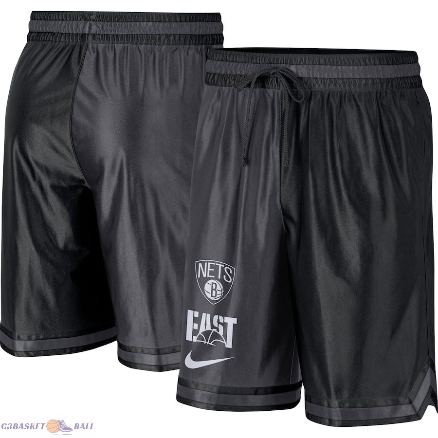 Men's Brooklyn Nets Black/Anthracite Courtside Versus Force Split DNA Performance Shorts