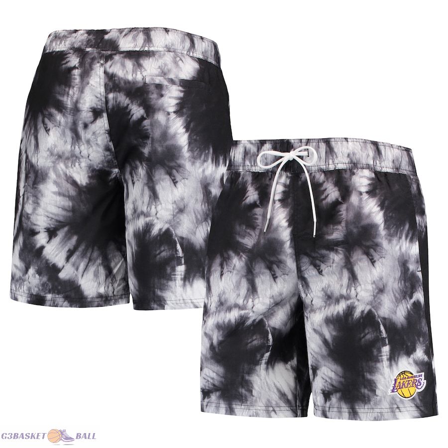 Men's Los Angeles Lakers G-III Sports by Carl Banks Black Splash Volley Swim Shorts