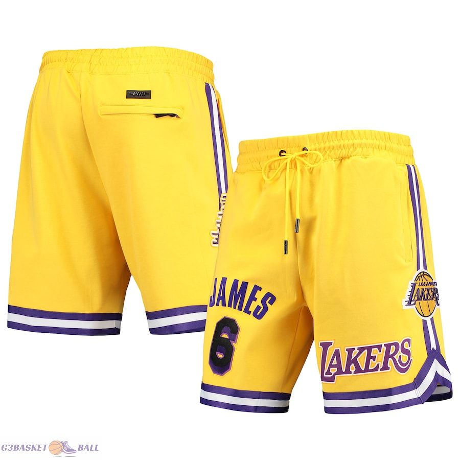 Men's Los Angeles Lakers LeBron James Pro Standard Gold Player Replica Shorts