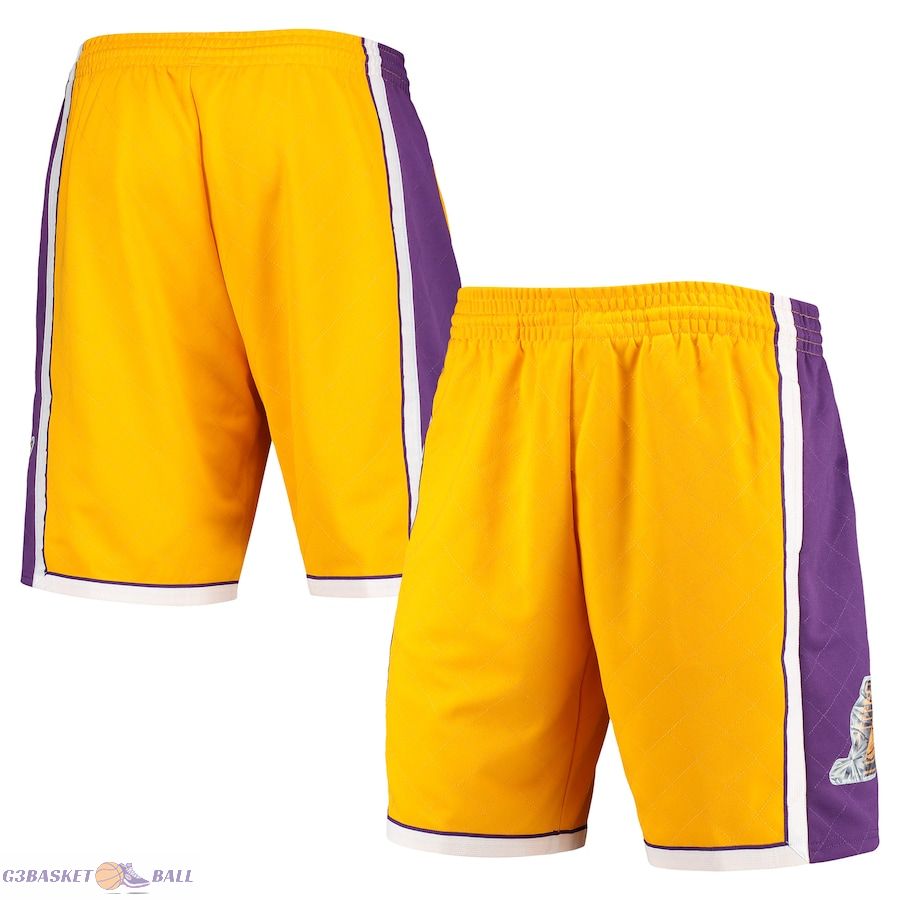 Men's Los Angeles Lakers Mitchell & Ness Gold 2009 Hardwood Classics 75th Anniversary Swingman Shorts