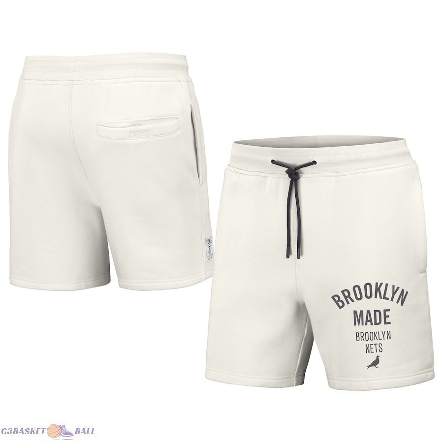 Men's Brooklyn Nets NBA x Staple Cream Heavyweight Fleece Shorts