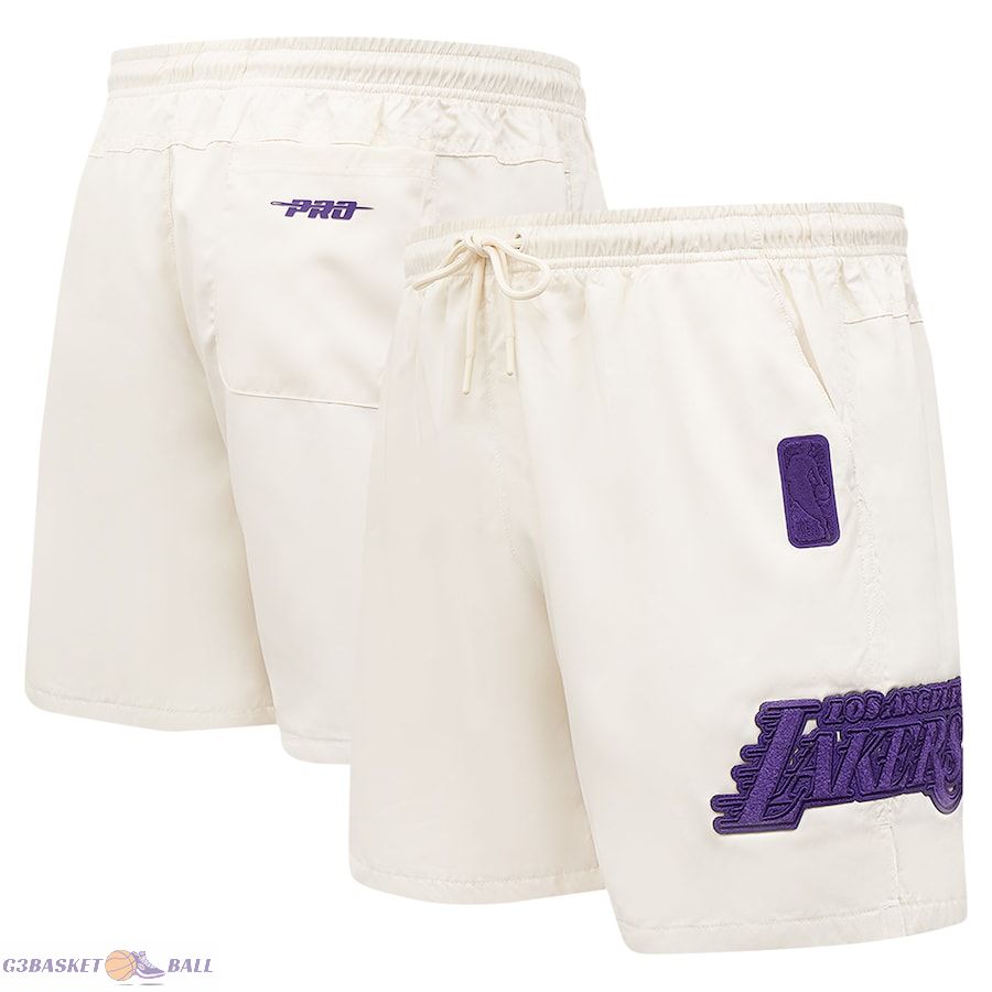 Men's Los Angeles Lakers Pro Standard Cream Triple Tonal Woven Shorts