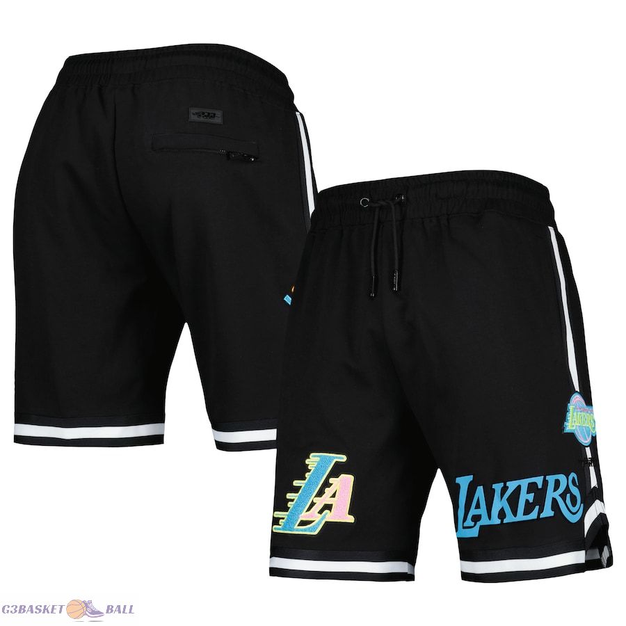 Men's Los Angeles Lakers Pro Standard Black Washed Neon Shorts