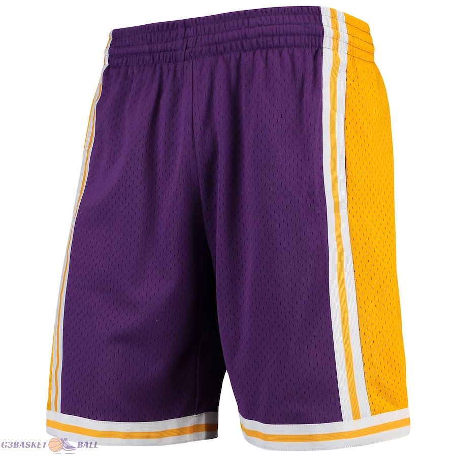 Men's Los Angeles Lakers Mitchell & Ness Purple Hardwood Classics Team Swingman Shorts