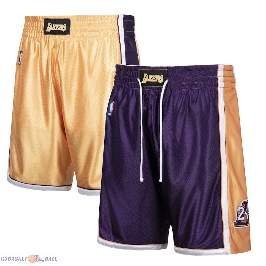 Men's Los Angeles Lakers Kobe Bryant Mitchell & Ness Gold/Purple Authentic Reversible Shorts