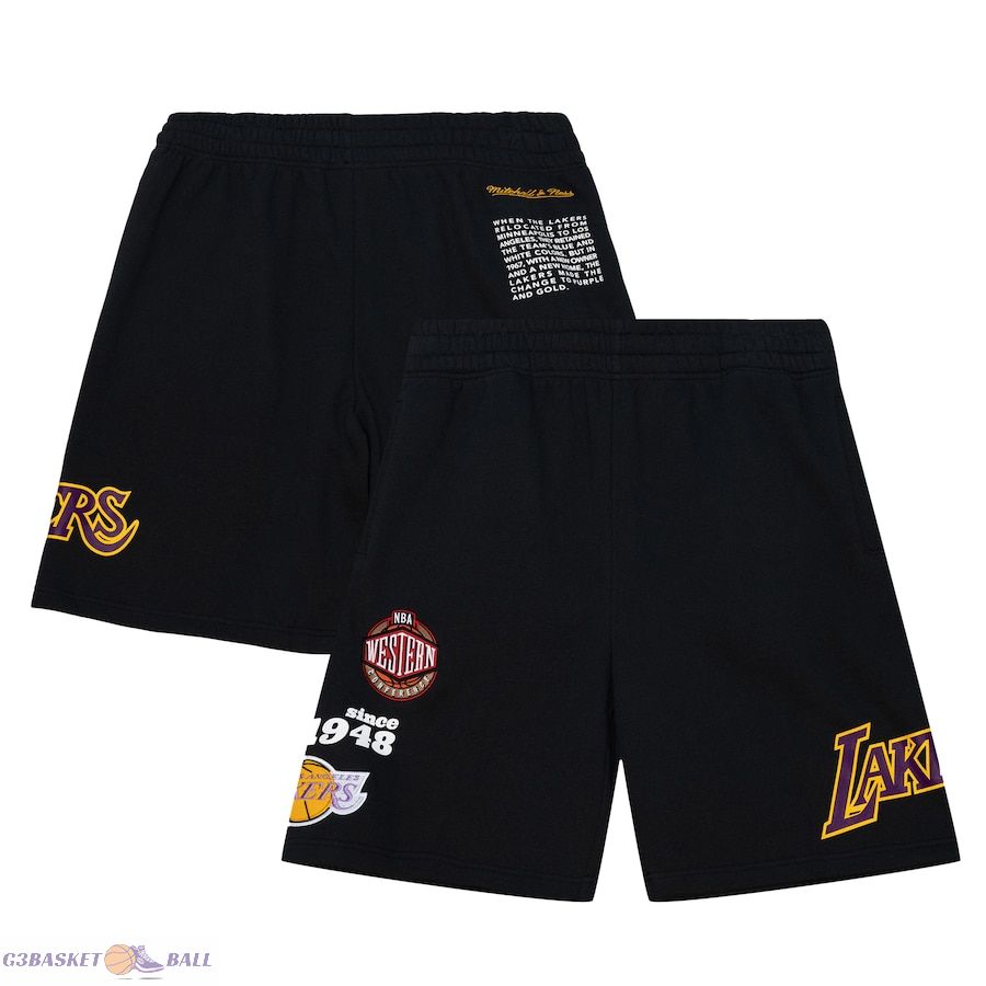 Men's Los Angeles Lakers Mitchell & Ness Black Team Origins Fleece Shorts