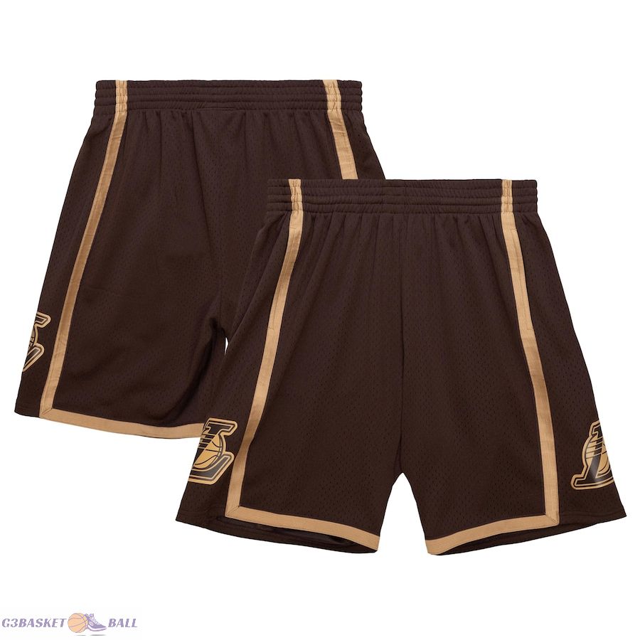 Men's Los Angeles Lakers Mitchell & Ness Brown 1997-98 Hardwood Classics Lux Swingman Shorts