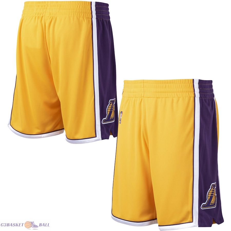 Men's Los Angeles Lakers Mitchell & Ness Gold 2009-10 Hardwood Classics Authentic Shorts