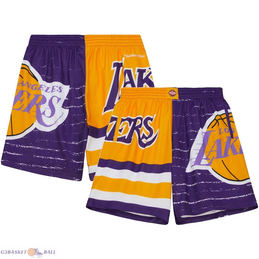 Men's Los Angeles Lakers Mitchell & Ness Purple/Gold Jumbotron 3.0 Shorts