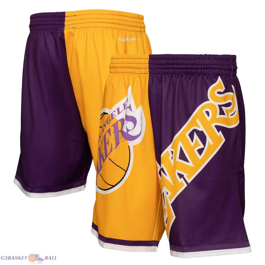 Men's Los Angeles Lakers Mitchell & Ness Gold Big Face 5.0 Fashion Shorts