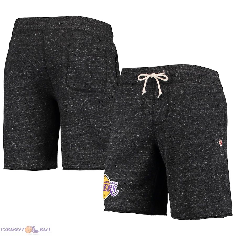 Men's Los Angeles Lakers Homage Charcoal Primary Logo Tri-Blend Sweat Shorts