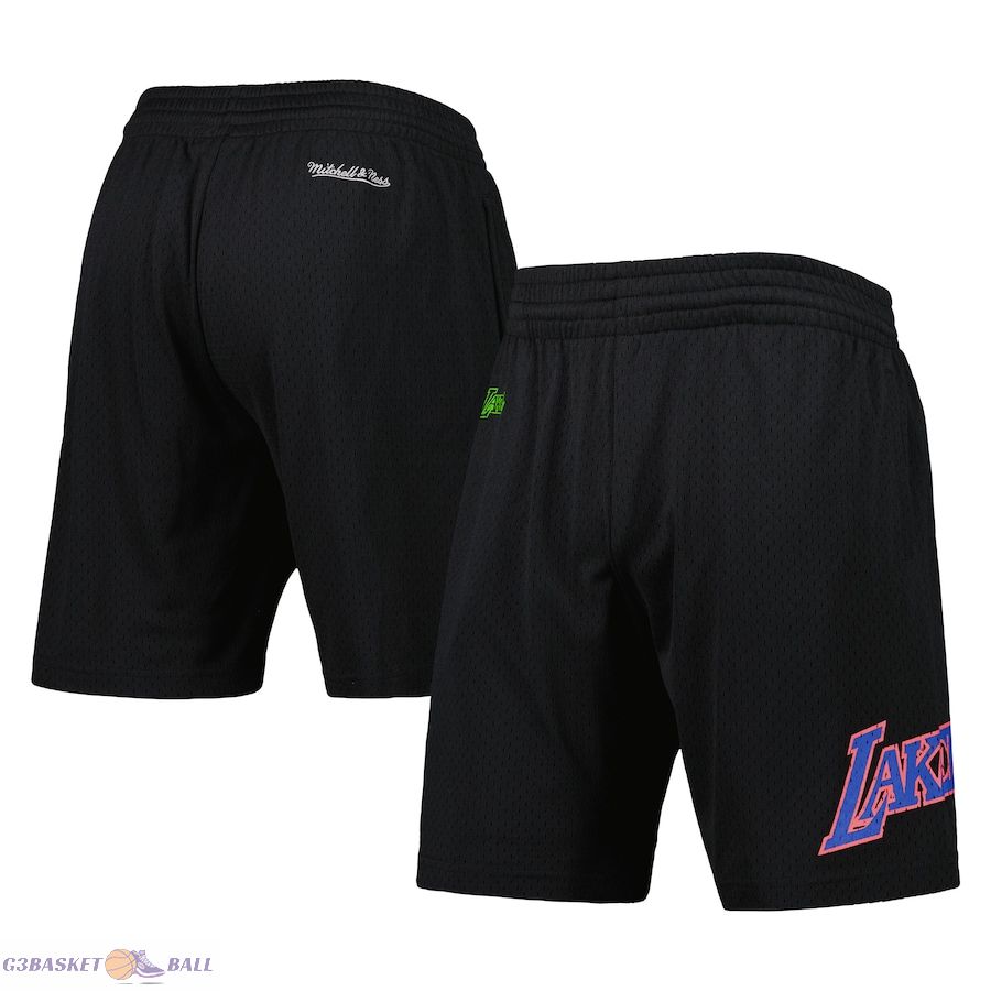 Men's Los Angeles Lakers Mitchell & Ness Black Hardwood Classics Color Bomb Energy Shorts