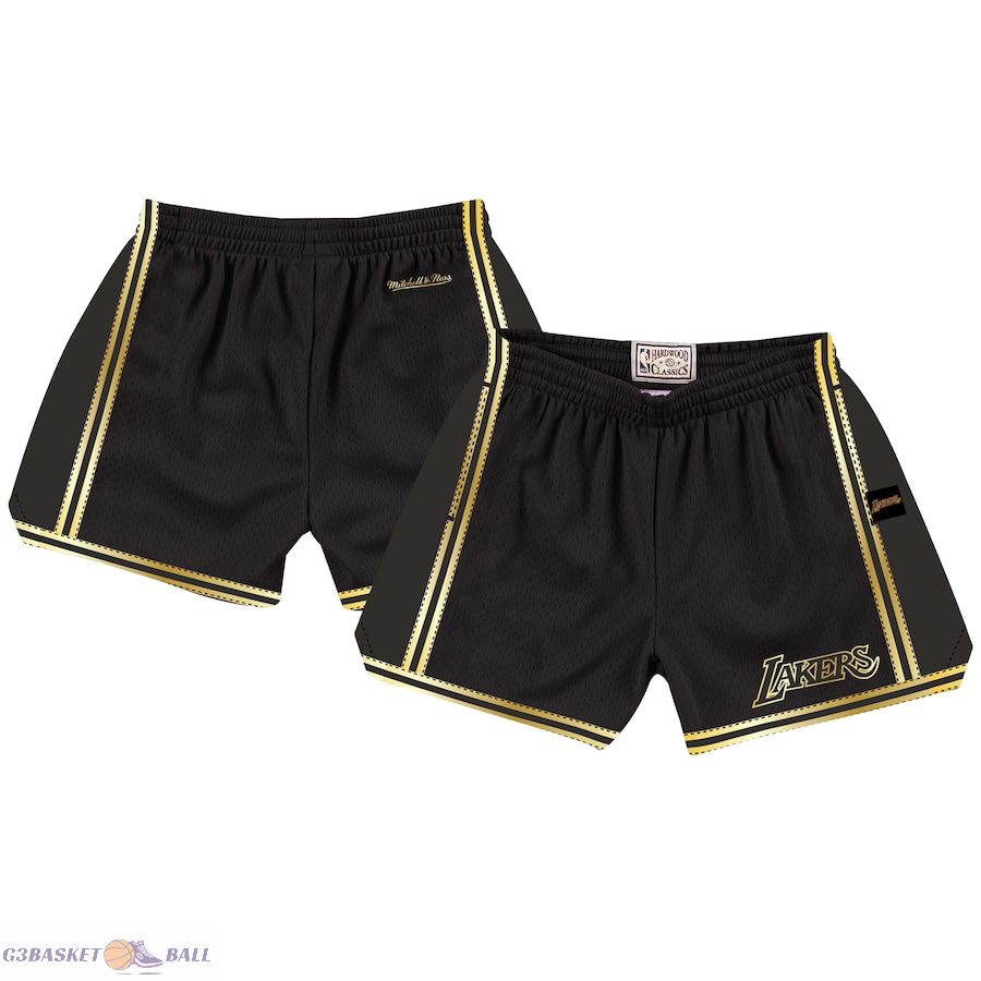 Women's Los Angeles Lakers Mitchell & Ness Black Hardwood Classics Golden Jump Shot Shorts