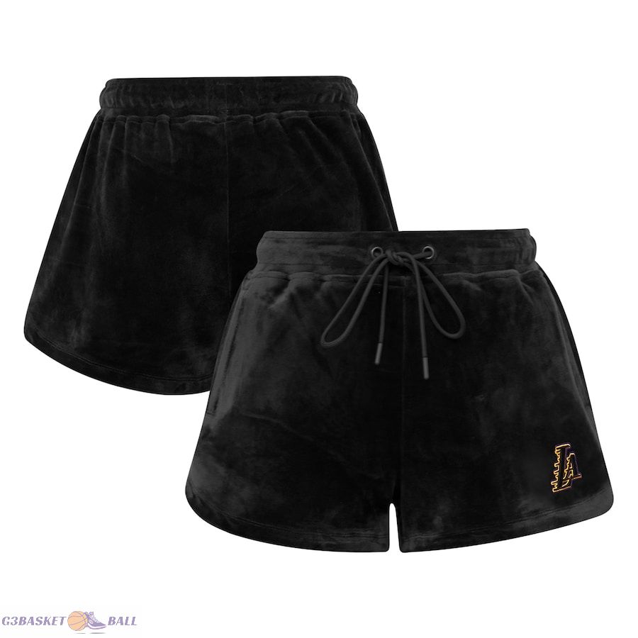 Women's Los Angeles Lakers Pro Standard Black Classic Velour Shorts