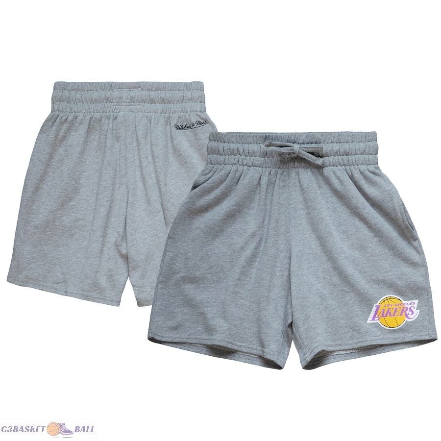 Women's Los Angeles Lakers Mitchell & Ness Heather Gray Logo Shorts