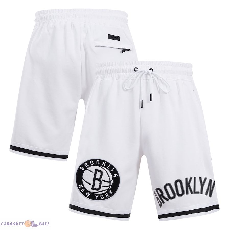 Men's Brooklyn Nets Pro Standard White Classic Chenille DK Shorts