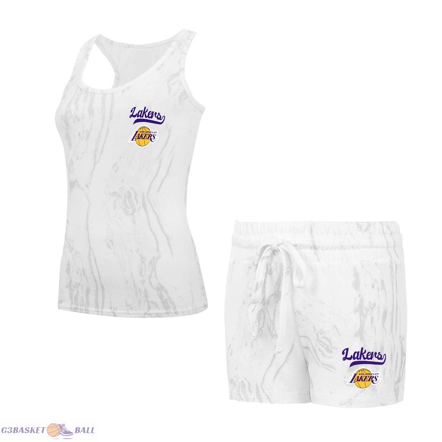 Women's Los Angeles Lakers Concepts Sport White Quartz Tank Top & Shorts Set