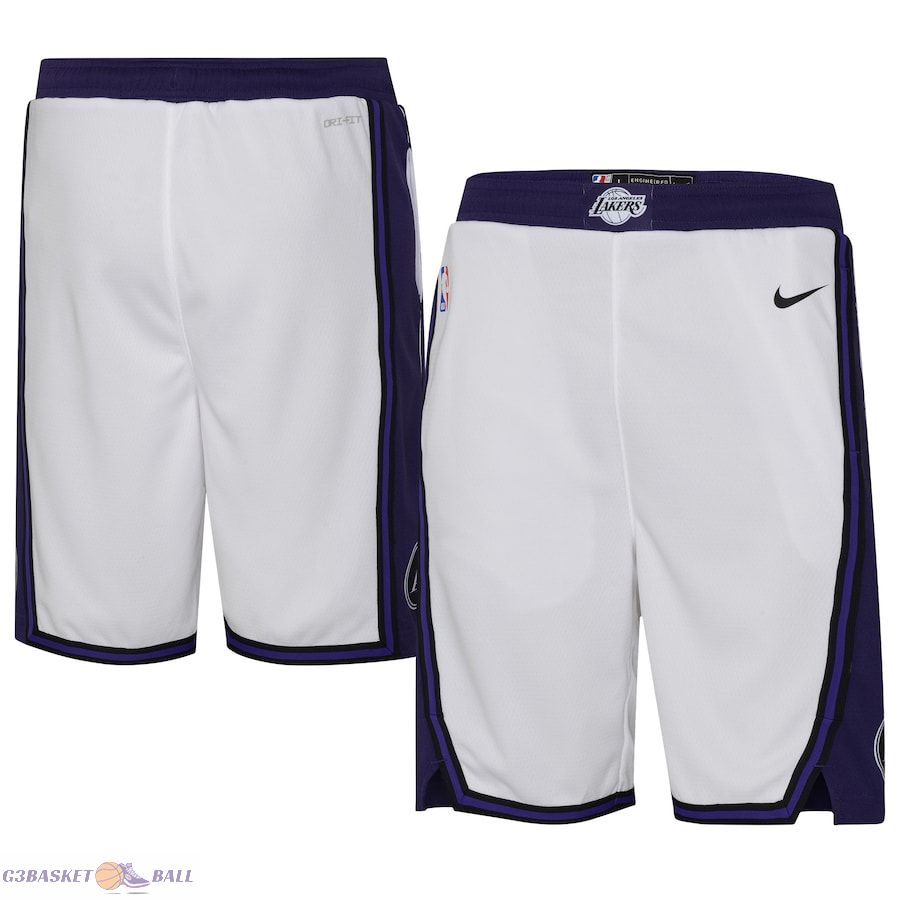 Youth Los Angeles Lakers Jordan Brand White 2022/23 City Edition Swingman Shorts