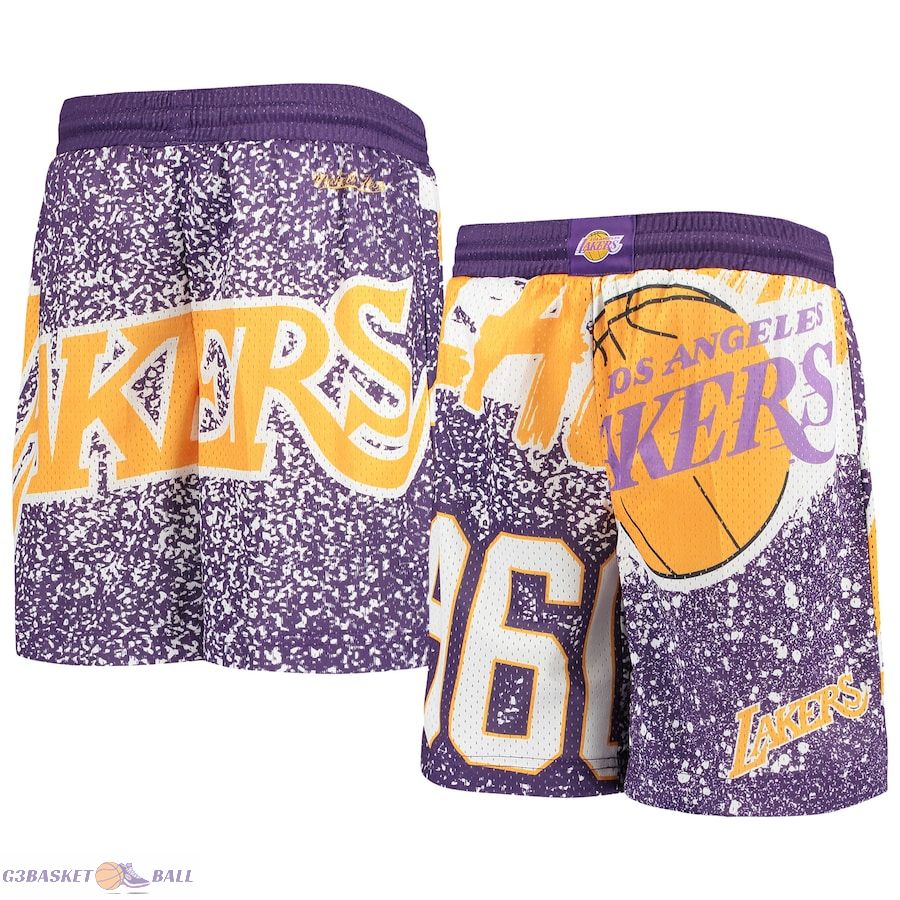 Youth Los Angeles Lakers Mitchell & Ness Purple Hardwood Classics Jumbotron Shorts