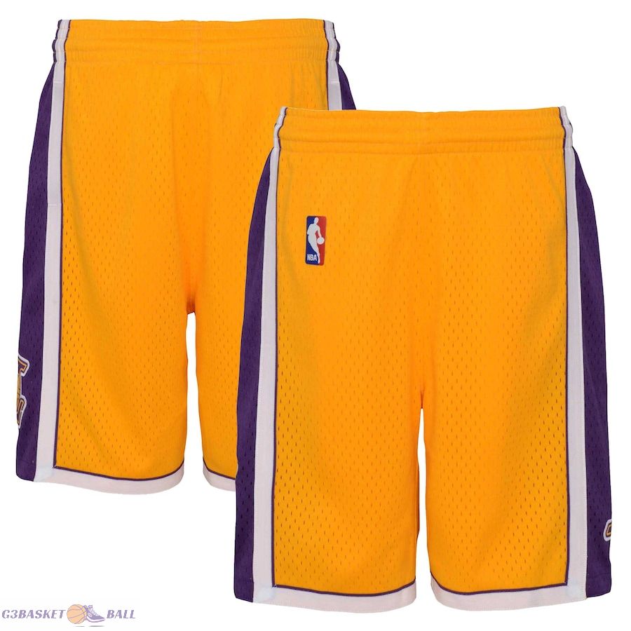 Youth Los Angeles Lakers Mitchell & Ness Gold Hardwood Classics Swingman Shorts