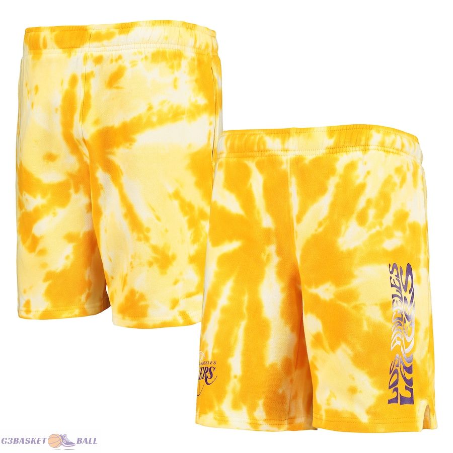 Youth Los Angeles Lakers Gold Santa Monica Tie-Dye Shorts