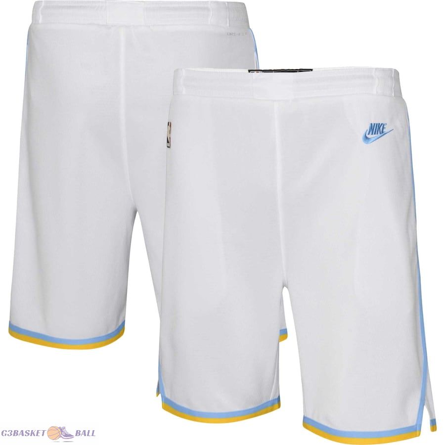 Youth Los Angeles Lakers White Hardwood Classics Swingman Shorts