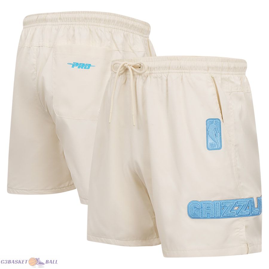 Men's Memphis Grizzlies Pro Standard Cream Triple Tonal Woven Shorts