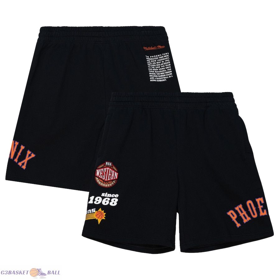 Men's Phoenix Suns Mitchell & Ness Black Team Origins Fleece Shorts