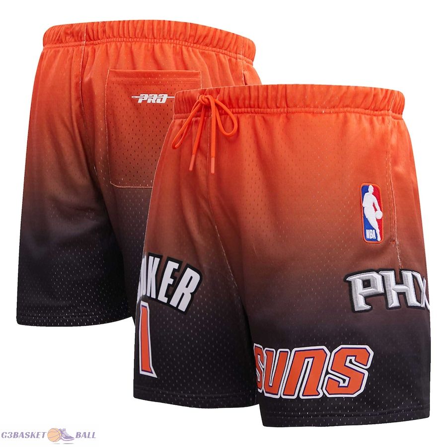 Men's Phoenix Suns Devin Booker Post Black/Orange Ombre Name & Number Shorts