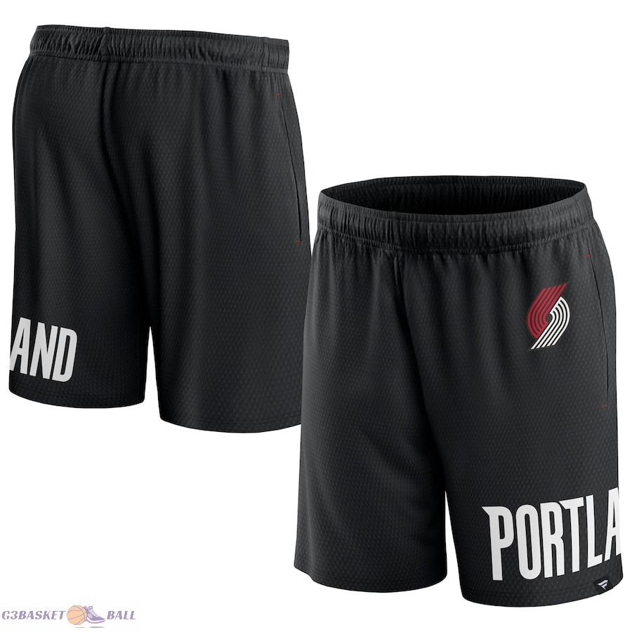 Men's Portland Trail Blazers Fanatics Black Free Throw Mesh Shorts