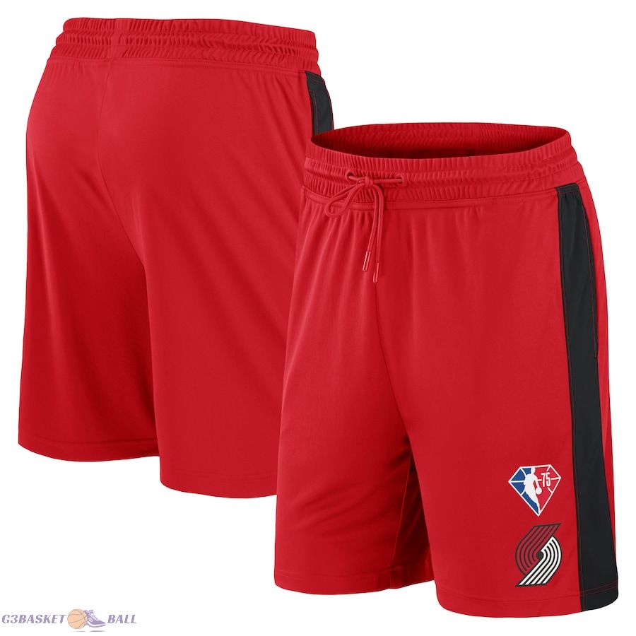 Men's Portland Trail Blazers Fanatics Red 75th Anniversary Downtown Performance Practice Shorts