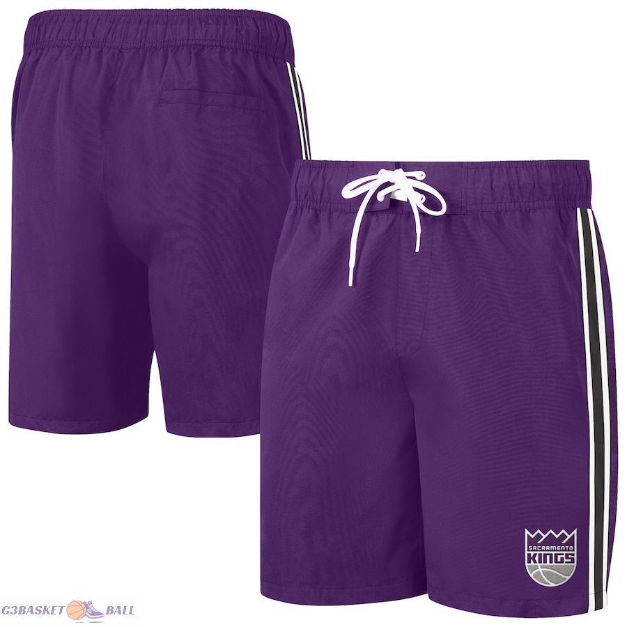 Men's Sacramento Kings G-III Sports by Carl Banks Purple/Black Sand Beach Volley Swim Shorts