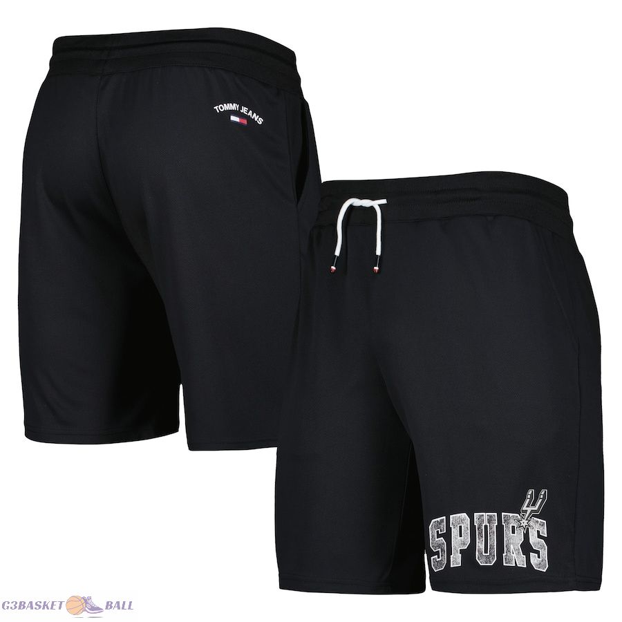 Men's San Antonio Spurs Tommy Jeans Black Mike Mesh Basketball Shorts