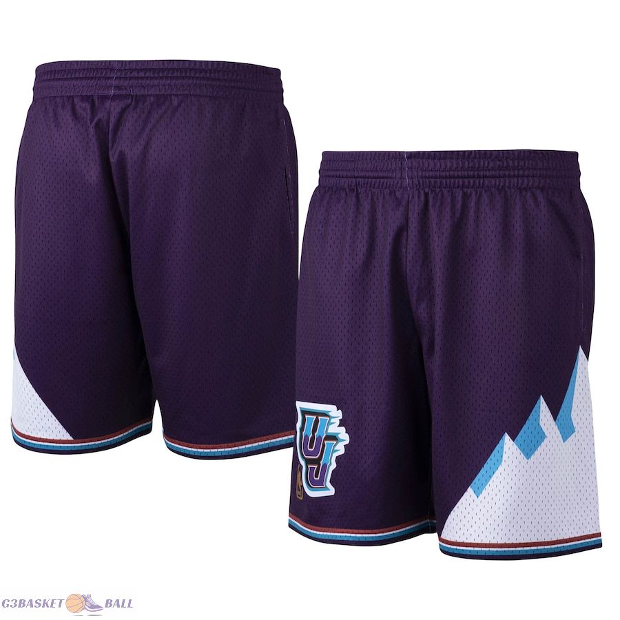 Men's Utah Jazz Mitchell & Ness Purple Hardwood Classics Primary Logo Swingman Shorts