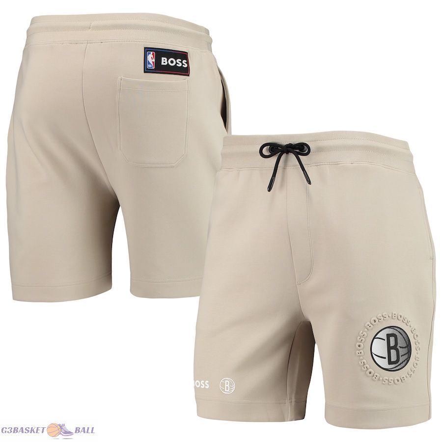 Men's Brooklyn Nets NBA x Hugo Boss Oatmeal Slam Shorts