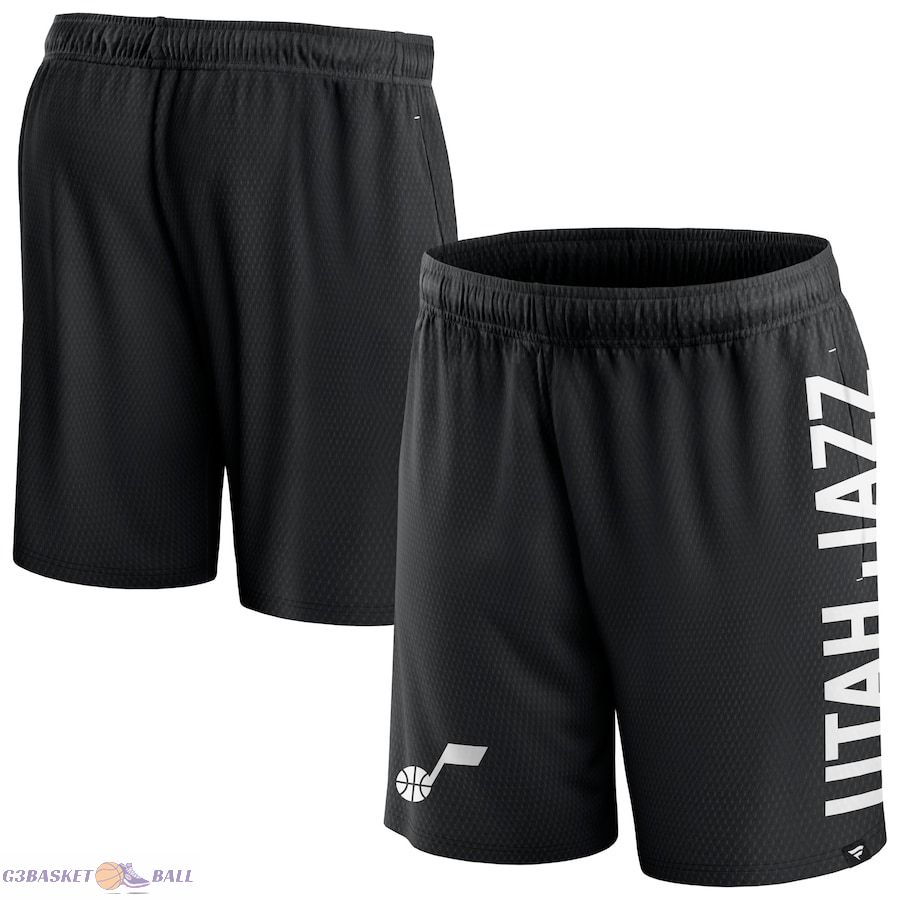 Men's Utah Jazz Fanatics Black Post Up Mesh Shorts