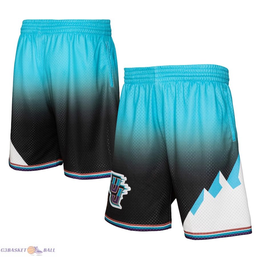 Men's Utah Jazz Mitchell & Ness Black/Light Blue 1996/97 Hardwood Classics Fadeaway Reload 3.0 Swingman Shorts