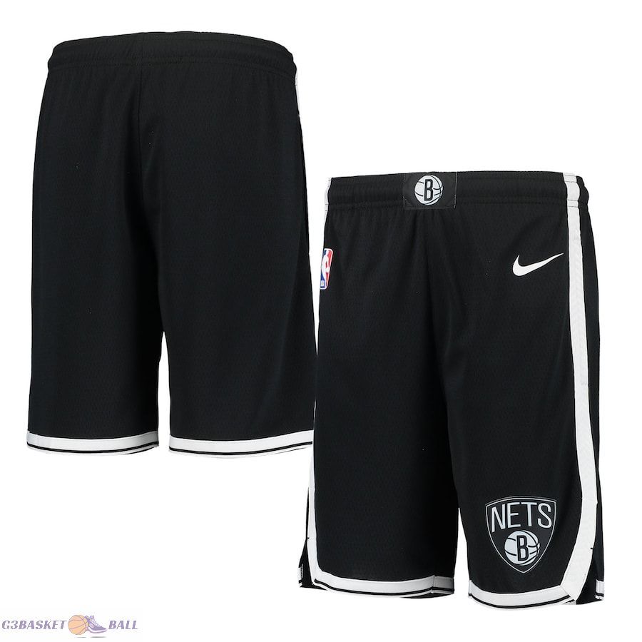 Youth Brooklyn Nets Black 2020/21 Swingman Performance Shorts - Icon Edition