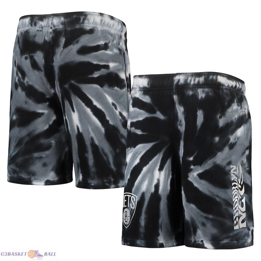 Youth Brooklyn Nets Black Santa Monica Tie-Dye Shorts