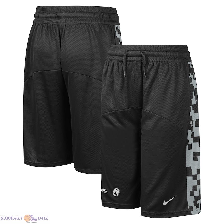 Youth Brooklyn Nets Black Courtside Starting Five Team Shorts