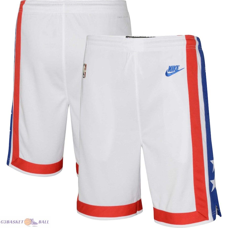 Youth Brooklyn Nets White Hardwood Classics Swingman Shorts