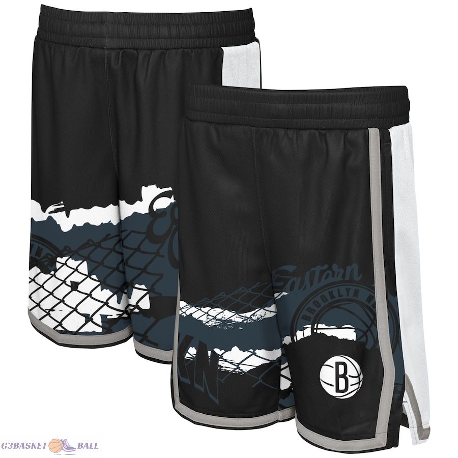 Youth Brooklyn Nets Black Fade Away Shorts