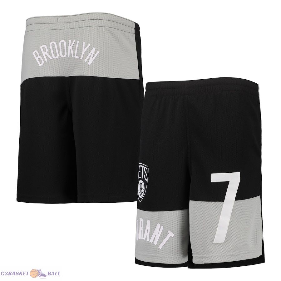 Youth Brooklyn Nets Kevin Durant Black Pandemonium Name & Number Shorts