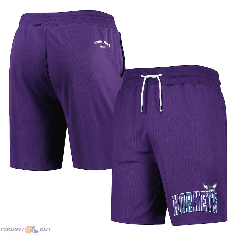 Men's Charlotte Hornets Tommy Jeans Purple Mike Mesh Basketball Shorts