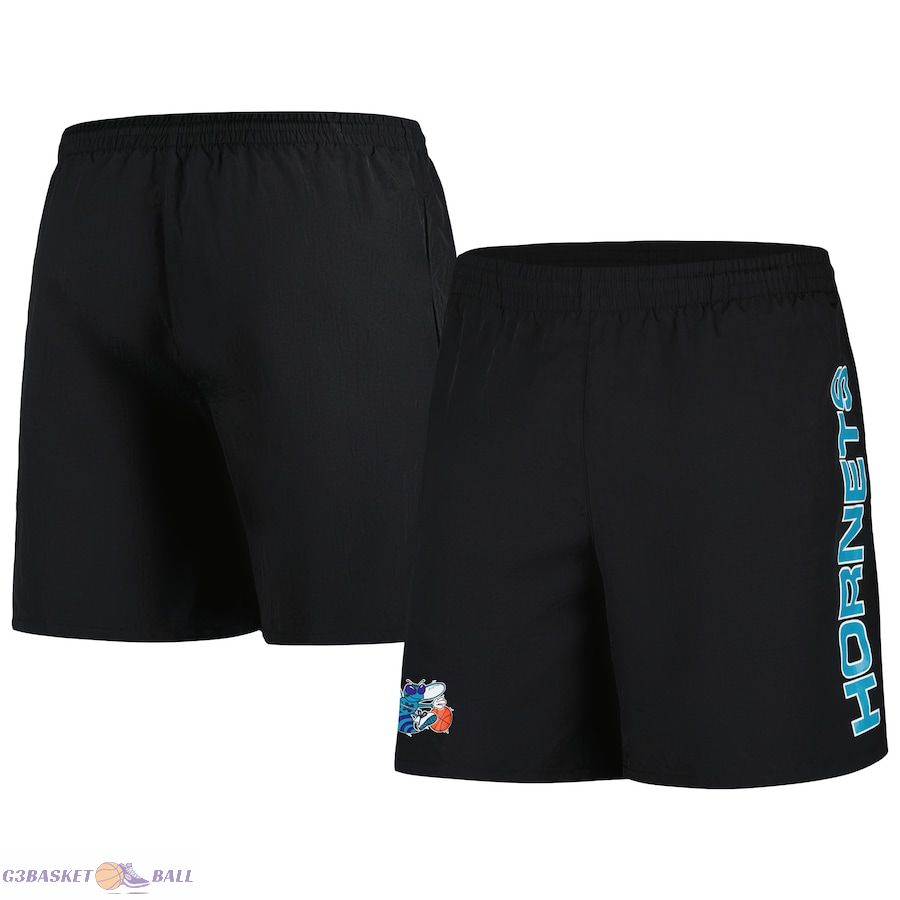 Men's Charlotte Hornets Mitchell & Ness Black Hardwood Classics 1989-2002 Throwback Logo Heritage Shorts