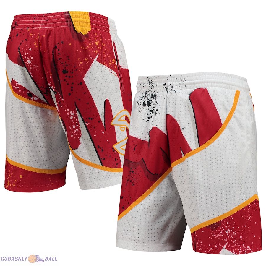 Men's Atlanta Hawks Mitchell & Ness White Hardwood Classics 1986 Hyper Hoops Swingman Shorts