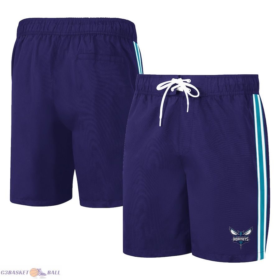 Men's Charlotte Hornets G-III Sports by Carl Banks Purple/Teal Sand Beach Volley Swim Shorts