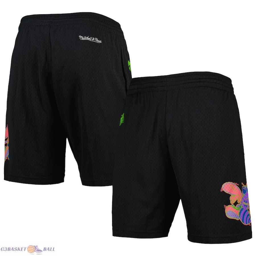 Men's Charlotte Hornets Mitchell & Ness Black Hardwood Classics Color Bomb Energy Shorts